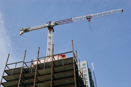 construction with a tower crane